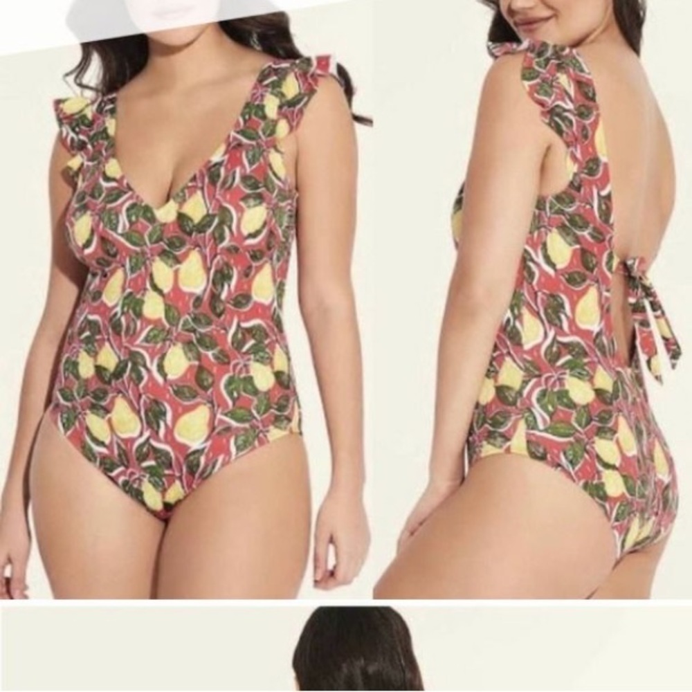 BEACH BETTY lemon bow one piece swimsuit large Miracle swim